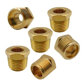 AMZDIAI Brass Reducer Bushing, 1/2" NPT Male to 3/8" NPT Female Thread, Hex Reducing Convert Adapter Pipe Fitting Connector for Water/Oil/Gas (6PCS)