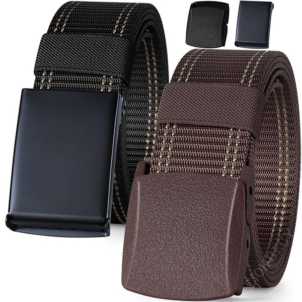 EIOKBECY Canvas Belt Men's Tactical Belt with Continuously Adjustable Belt