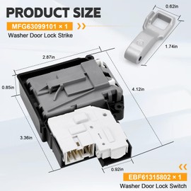 Upgraded EBF61315802 EBF62534401 Washer Door Lock Switch & MFG63099101 Washer Door Lock Strike,Washer Door Lock Switch Compatible with L.G Front-Load Washers and Ken-More 796-series Washing Machine