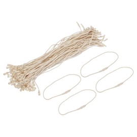 MECCANIXITY Polyester Rope Hang Tag String Snap Lock Pins Loop Price Tag, Fastener Plastic Tags Ties 190mm/7.48 Inch Length,1mm/0.04 Inch Dia,Pack of 100,Beige