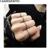 12ARGENTO Black Chain String Ring 1ea, Size:7