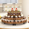 Wooden Display Stand, Tiered Display Riser with Metal Frame
