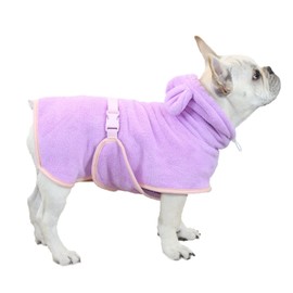 BT Bear Dog Bathrobe, Super Absorbent Quick Dry Microfiber Coat Hooded Bath Towel for Puppy Small Medium Dogs (Medium, Purple)