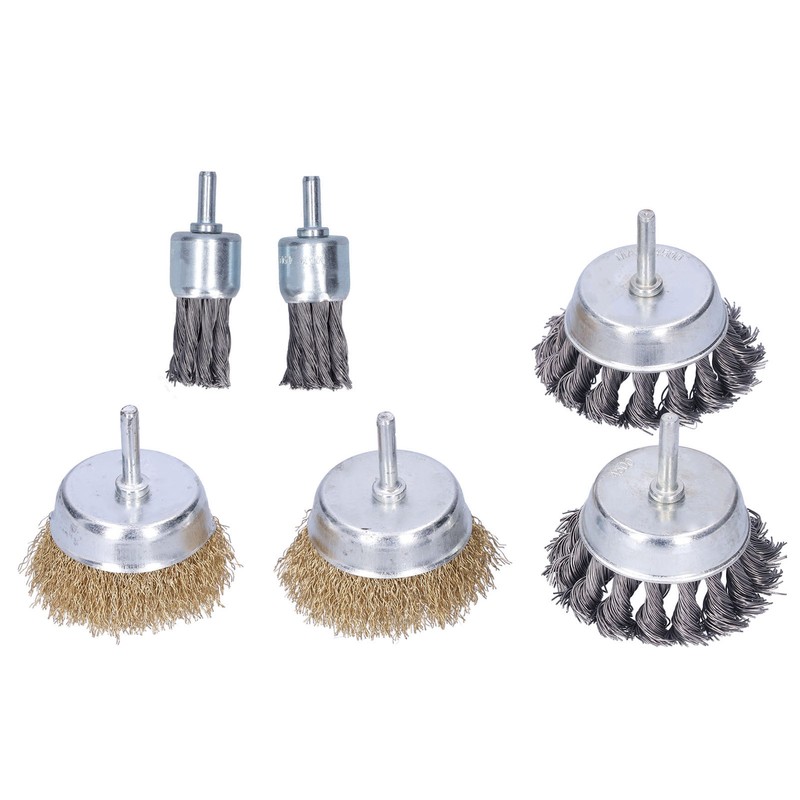 6Pcs Twisted Wire Brush Steel Metal Deburring Grinding Rust Removal