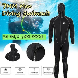 Wetsuits Men's Ultra Stretch 7Mm Neoprene Full Suits Long Sleeve, Winter Warm Front Zip Full Body Diving Suit for Snorkeling Scuba Diving Swimming,L