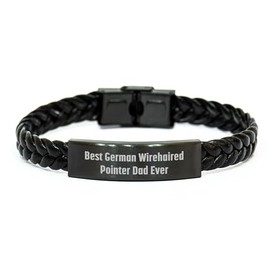 German Wirehaired Pointer Dad Ever's Unique Christmas Unique Gift Ideas for Men - Interlaced Leather Bracelet Gifts from Family Friends Coworkers to German Wirehaired Pointer Dog Lovers