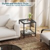 SAYGOER Black Side Table Small Glass End Table 2-Tier Narrow