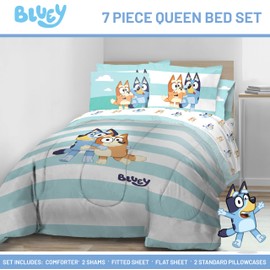 Bluey & Bingo 7 Piece Queen Size Bed Set - Includes Comforter & Sheet Set - Super Soft Kids Bedding Fade Resistant Microfiber