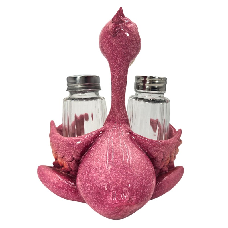 Flamingo Figurines Decorations With Salt and Pepper Shaker Holder, Flamingo