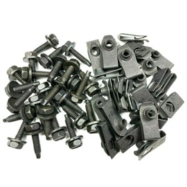 Retro-Motive #1605 Body Bolts & Extruded U-Nut Clips, Black Phosphate Finish, 1/4-20 x 1" (25 Piece Each)