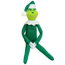 Yearsahrk Grinch Cuddly Toy Christmas Grinch Plush Toy Christmas Elf Doll Funny Monster Dressed Santa Suit with Christmas Hat Xmas Gifts (Green)