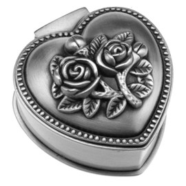 New Antique Style Small Heart Shape Jewellery Ring Earrings Trinket Storage Box