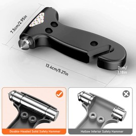 MisFun Car Safety Hammer, Window Breaker 3 in 1 Emergency Escape Tool with Seat Belt Cutter for Women, Cute Black Coloured Safety Escape Hammer for Car, Family