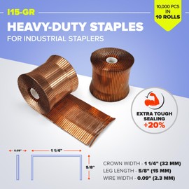 Heavy Duty Staples Roll for RAIN-19-GR, 1 1/4" x 5/8" x 0.09" (10 Boxes, 10000 pcs) - Stainless Steel Staples - Non-Rusting Industrial Staples - Box of Staples - Stainless Staples by IDL Packaging