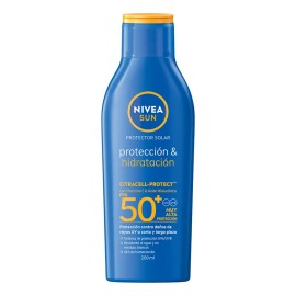 Protector Solar Corporal NIVEA SUN Protección E Hidratación Fps50+ 200Ml Con Vitamina C Y Ácido Hialurónico, Bloqueador Solar
