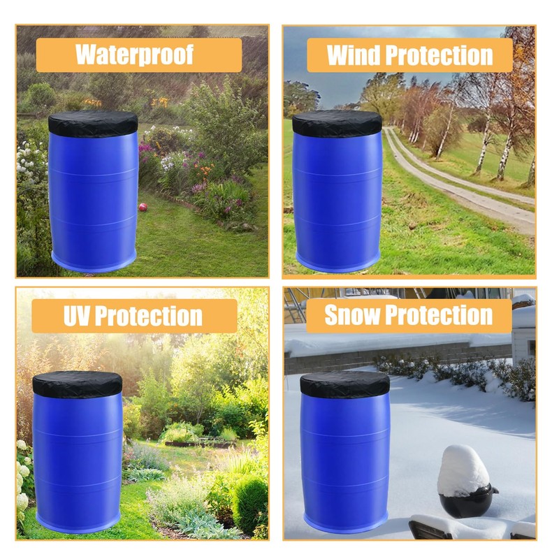 55 Gallon Drum Cover,Stretchable Adjustable Drum Cover with Drawstring Water