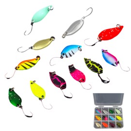 Trout Bait 12 Spoons 5 g Trout Spoon Container Fishing Accessories Trout Spoons Applicable to Various Fishing Waters