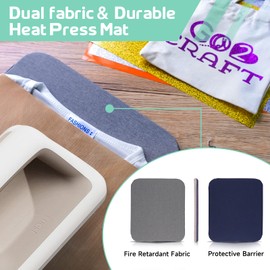 GO2CRAFT Ultimate Heat Press Accessories for Cricut Easy Press, Perfect Transfer Bundle with Vinyl Bundle, Double-Fabric Heat Press Mat, Teflon Sheets, Tape, Positioning Tools for Heat Press, Crafts