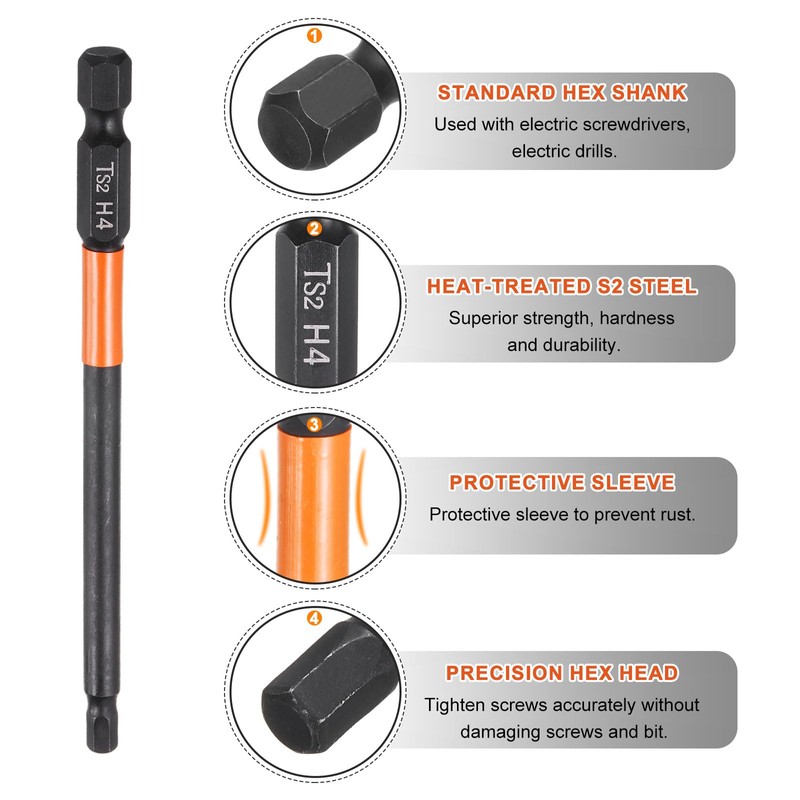 HARFINGTON 1pcs H4 Hex Head Drill Bit Wrench 4mm Metric