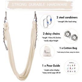 SKYPHAROS 5.5 Yards Aerial Silks Yoga Swing Set - Aerial Yoga Hammock Kit Anti-Gravity Flying for Fitness, Low/Non Stretch Nylon Tricot Fabric Hardware Included for Dance