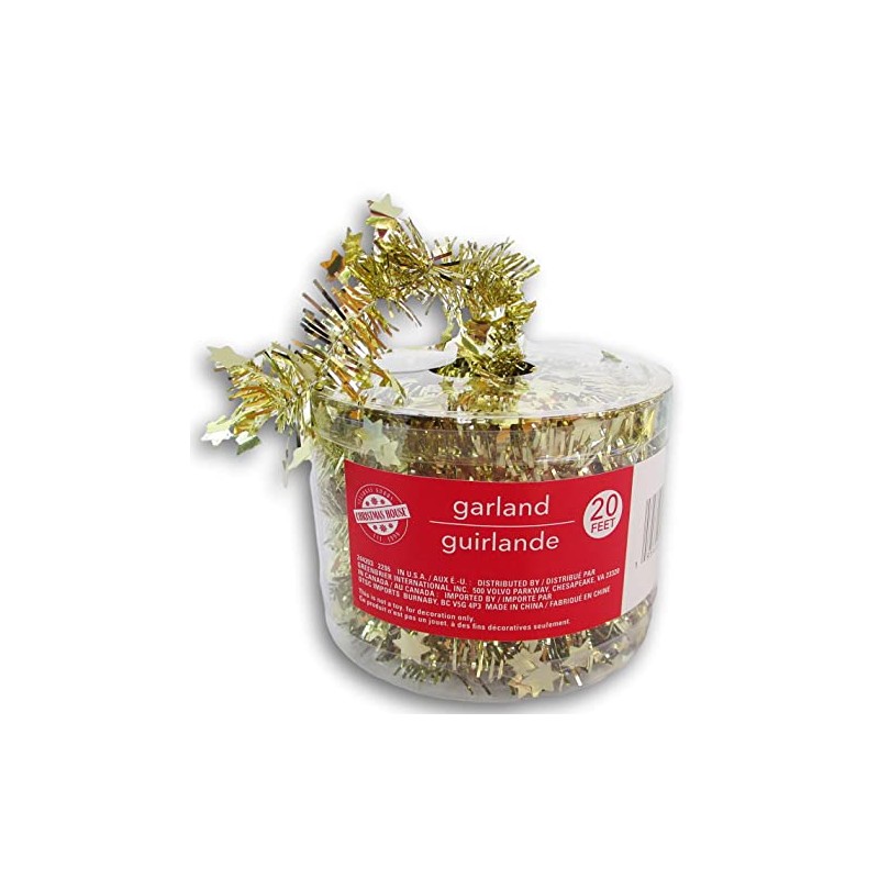 Christmas Holiday Tinsel and Stars Wired Decorative Garland - 20