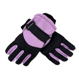 Thingimijigs Girls Ski Snowboarding Winter Gloves with Palm/Thumb Grips and Adjustable Wrist Strap - Lilac 9-11 Years