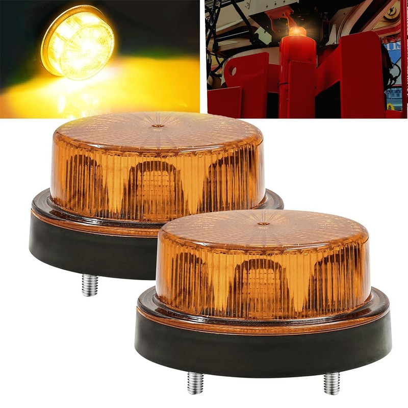 Round Emergency Strobe Lights,12-24V Rotating Beacon Light Emergency Warning Lights