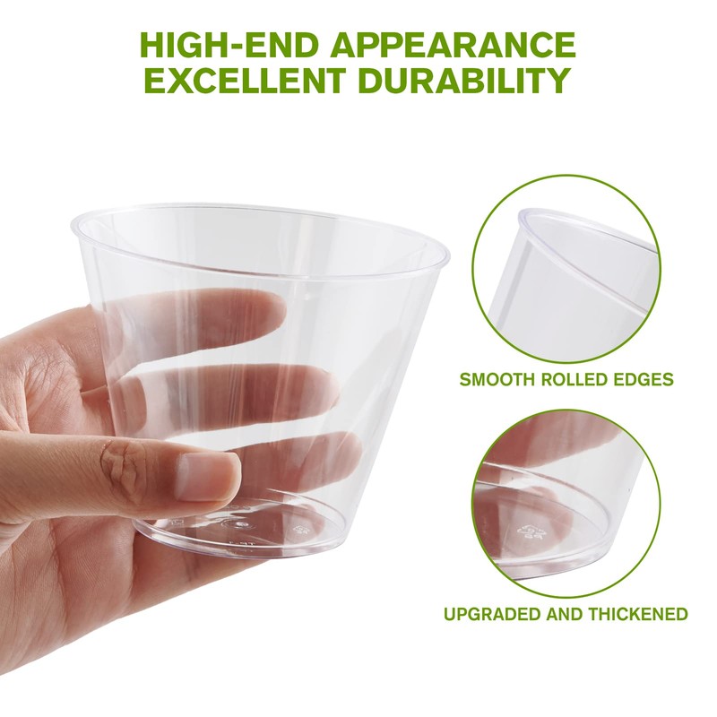 JollyPack 300 Pack Clear Plastic Cups 9 OZ Disposable Heavy-duty