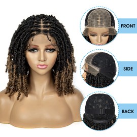 sedittyhair Braided Wigs for Black Women Synthetic Lace Front Braided Wigs Knotless Box Faux Locs Wig Dreadlock Braided Wigs 14" Short Braid Braiding Hair Wigs (1B/27 Color)