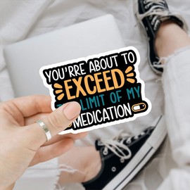 3Pcs You are About to Exceed The Limit of My Medication Sticker Motivational Warning Mental Health Funny Gifts Medication Stickers Humor Decal for Laptop Water Bottle Toolbox Phone Car Gifts 3"