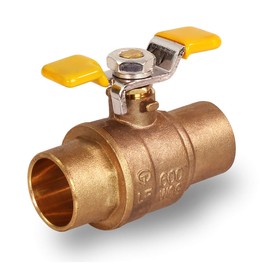 Midline Valve 837C256-NL Premium Full Port Ball Valve with T-Handle Brass, x 3/4 in. SWT, 3/4 in. Sweat x 3/4 in. Sweat