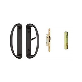 Rockwell Security Sonoma Patio Sliding Door Handle Set with Mortise Lock and Keeper Matte Black Finish Fits 1-1/2 and 1-3/4 Inch Thick Doors with 3-15/16 Inch Screw Holes CTC