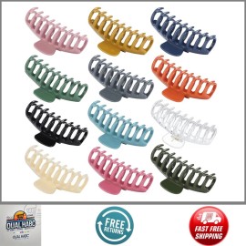 12 Pack Large Hair Claw Clips 4.3 inch Stylish Barrettes in 12 Colors for Women