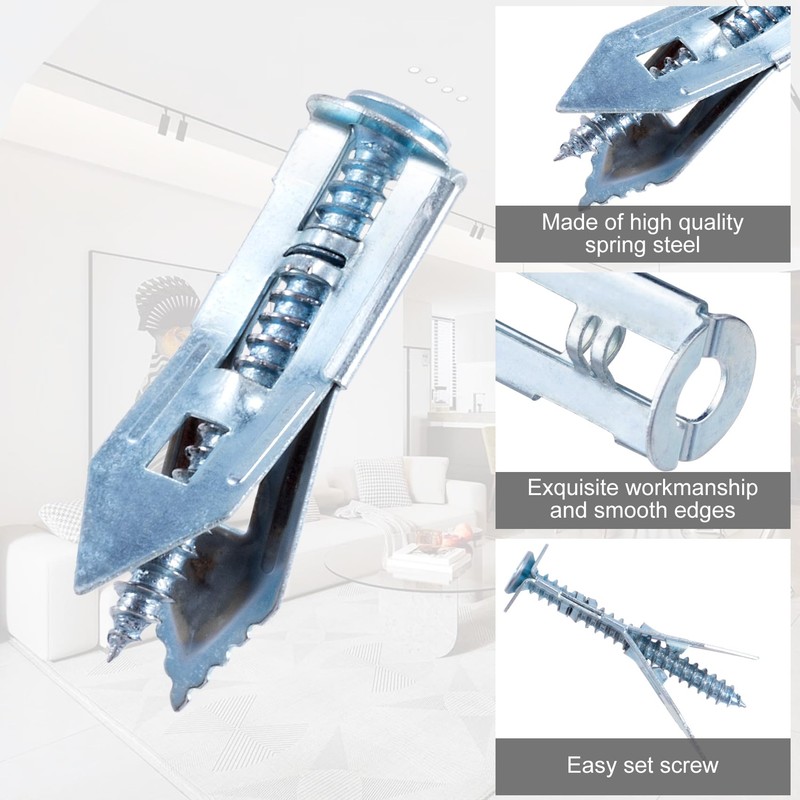 PAGOW 60 Pcs Self-Drilling Anchors, 3 Sizes Anchors and Screws