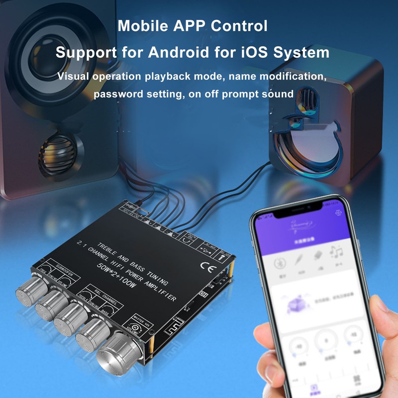 2.1 Channel Power Amplifier Board Bluetooth Stereo Audio Amplifier Module