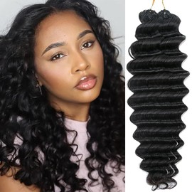 Ssawhair Deep Wave Crochet Human Hair Knotless Pre-Separated Deep Curly Human Hair With String Pre-Looped Reusable Feather Crochet Hair Extensions 16Inch 240g 200Strands