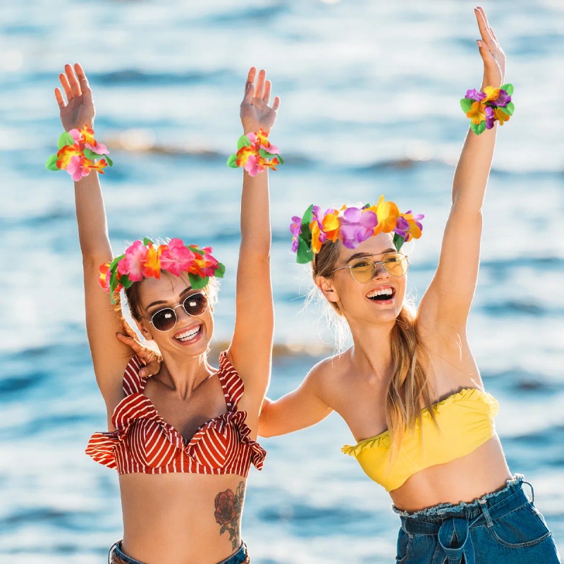 Juego De Guirnaldas Hawaianas De 18 Piezas Con Decoración Ha