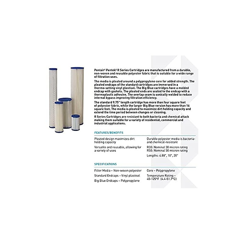 Pentair Pentek R30-20BB Big Blue Sediment Water Filter, Whole House