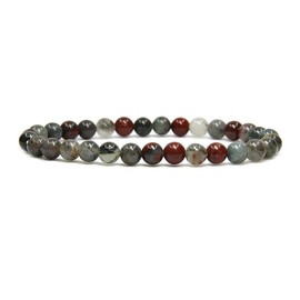 Angelstones Natural African Bloodstone Gemstone 6mm Round Beads Stretch Bracelet 7" Unisex