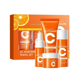 4-in-1 Vitamin C Skincare Kit for Women, Moisturizing & Hydrating Skincare Travel Kit, Face Care Gift Set with Facial Cleanser, Toner, Serum and Face Cream