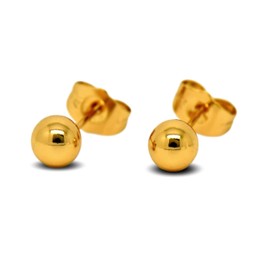 Blue Diamond Club - 18ct Gold Filled 6mm Ball Stud Earrings for Women or Girls