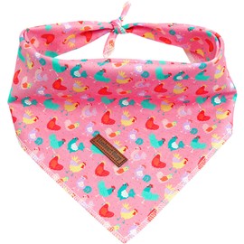 Lionheart Glory Easter Dog Bandana Kerchief Washable Soft Comfortable Scarf, Square Adjustable Chickens Bandanas for Medium Large Dogs