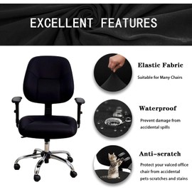 SANTUO Grey Office Chair Cover Washable Seat Sleeve Seat Cushion Cover Anti-Slip Stretch Gaming Chair Cover for Rotating Armrests Swivel Gaming