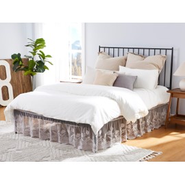 WARM HOME DESIGNS Queen Size Bed Skirt for Queen Bed. Our Gray Bed Skirt Goes Great with Farmhouse or Victorian Bedding. Queen Dust Ruffle Lace Bed Skirt for Any Bedroom Decor. DO Silver Queen