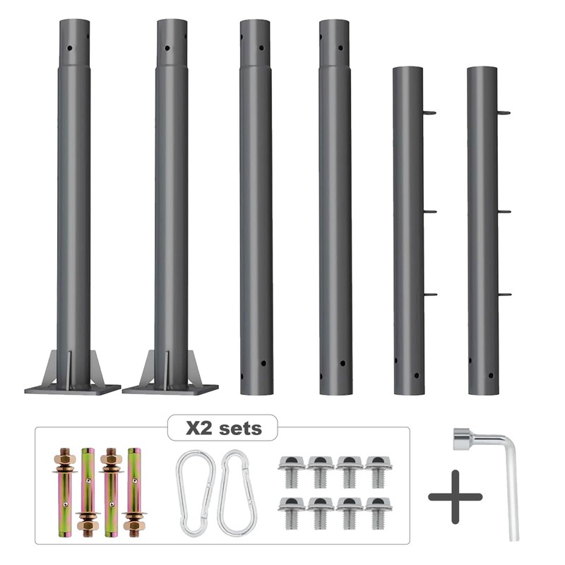 2pcs Sun Shade Poles Outdoor - 10ft 2.36" Diameter Heavy