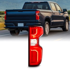 AKKON - Fits 2019-2024 Chevy Sliverado 1500 20-24 2500HD 3500HD [LED Type] Tube Signal Chrome Red Tail Light Passenger