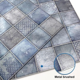 M MOFIT Peel and Stick Kitchen Backsplash Tiles Stickers,Wall Panels Metal Stick on Mosaic Tile Self Adhesive Backsplash Square-10pcs,Blue