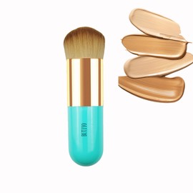 BUTIYO Foundation Brush,Chubby Makeup Brush,MIni Brush,Kabuki Make up Brush,Travel Powder Brush,Face brush for Blending, Liquid, Cream or Powder Cosmetics (1 pc) (green)