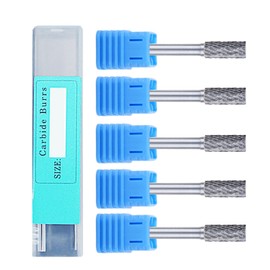 5PCS 3/10" / 8mm SA-2 Tungsten Carbide Burr Rotary File, 1/4"（6mm） Shank Double Cut Rotary File for Rotary Die Grinder Drill Bits