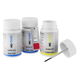 MG PRIME Autolack Lackstift Set für Mercedes 589/3589 Jupiterrot/Jupiter Red Grundlack Basislack Klarlack je 50ml